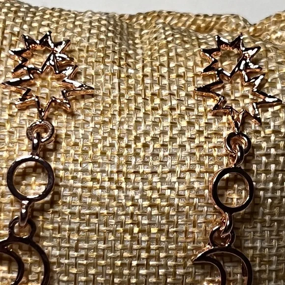 Women Boho Asymmetrical Star Sun Moon Drop Dangle Stud NWOT - Picture 5 of 6